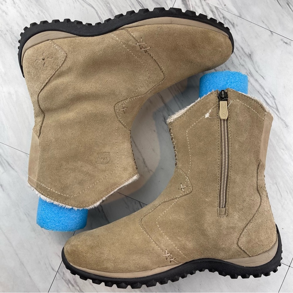 •Sorel Womens 8 Tan Sand Beige Maribel Suede Boots Thinsulate Waterproof - Picture 3 of 13